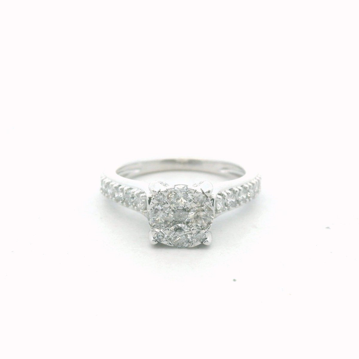 14K White Gold Diamond Halo Engagement Ring