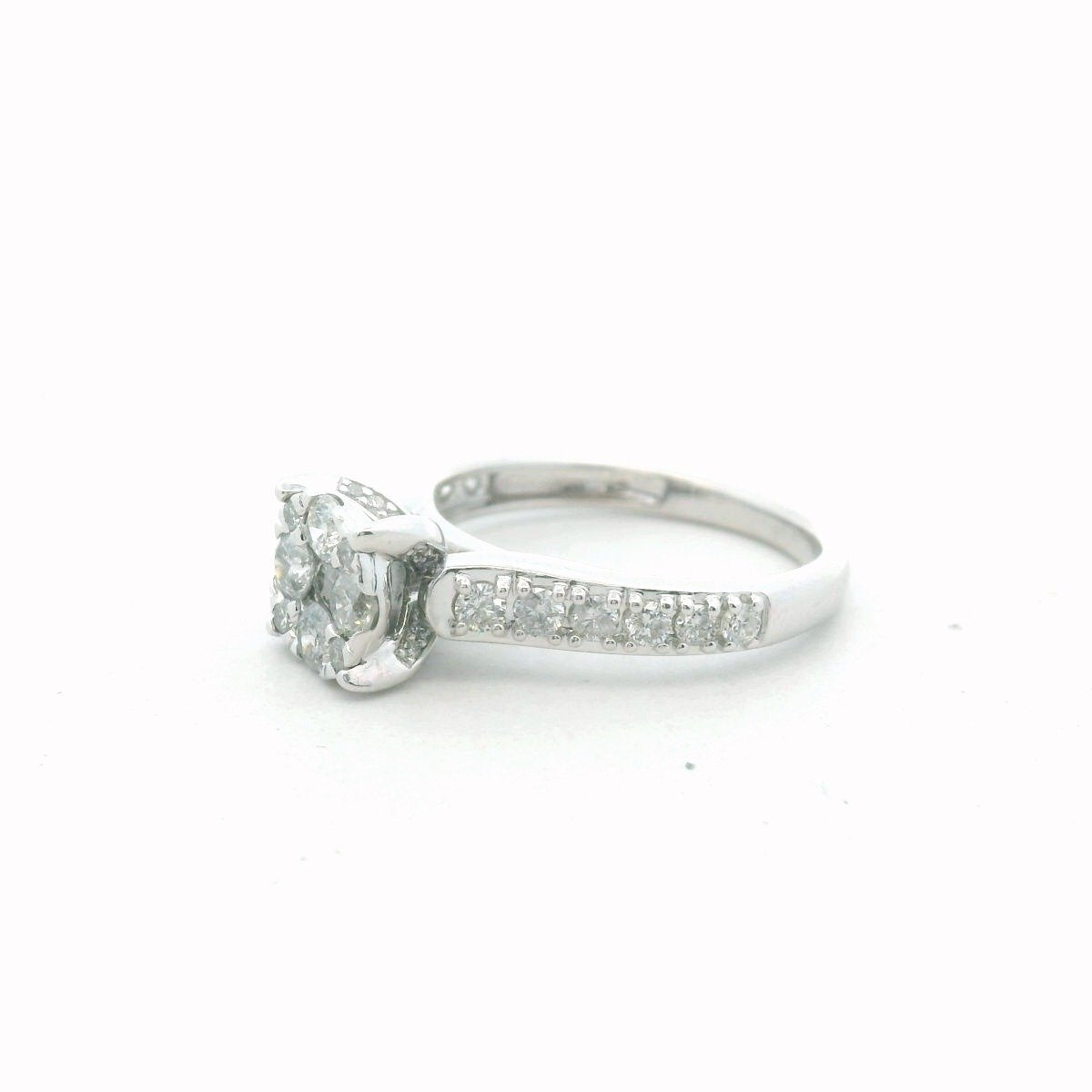 14K White Gold Diamond Halo Engagement Ring