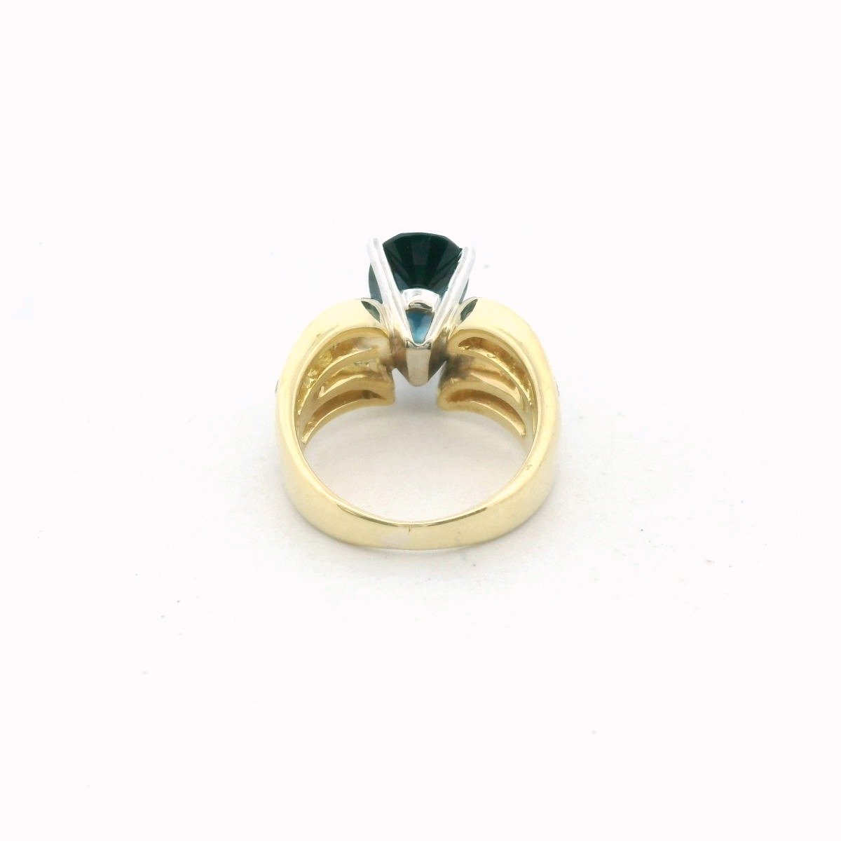 18K Two Tone Gold Diamond & Indicolite Blue Tourmaline Ring