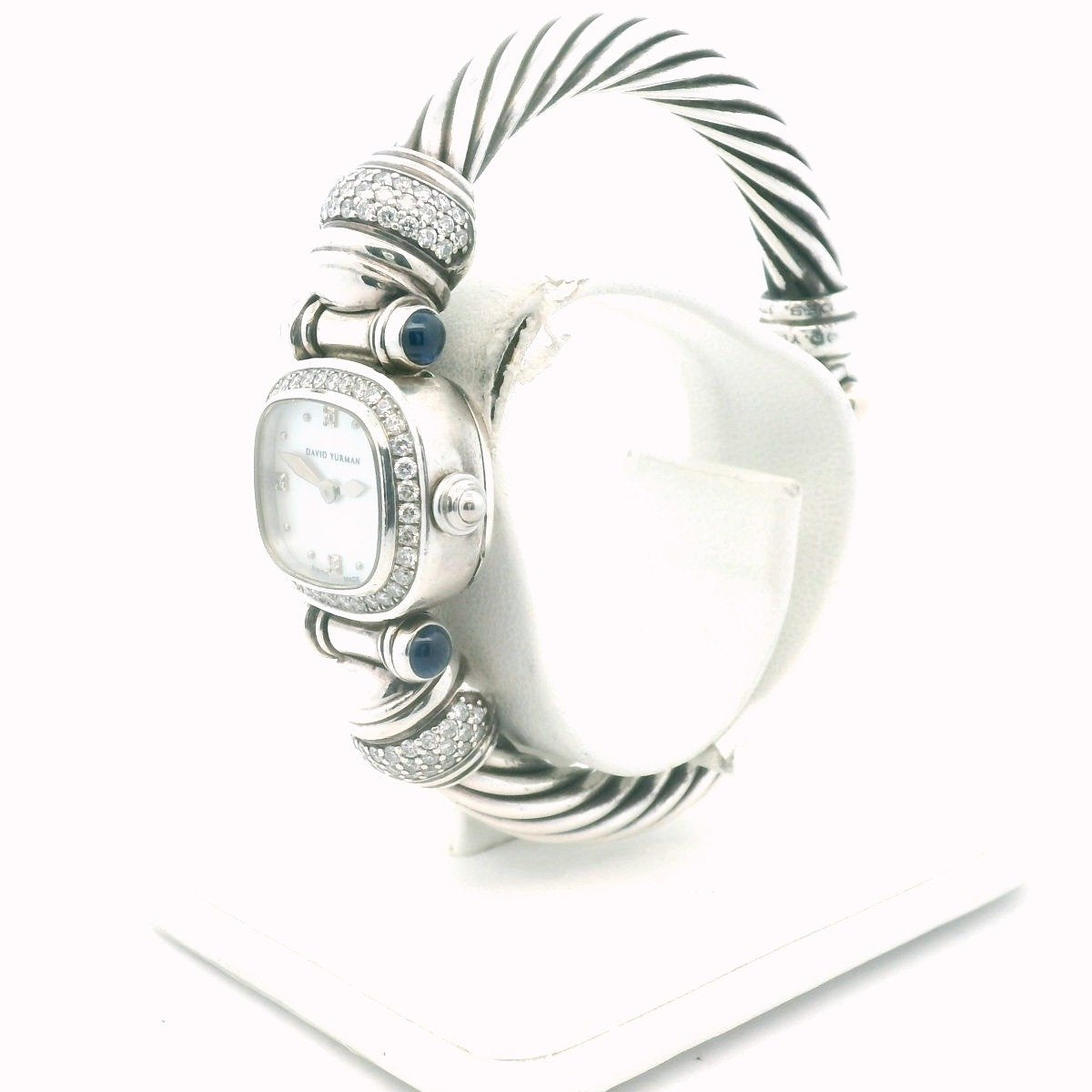 David Yurman Sterling Silver Diamond Sapphire MOP Cable Watch