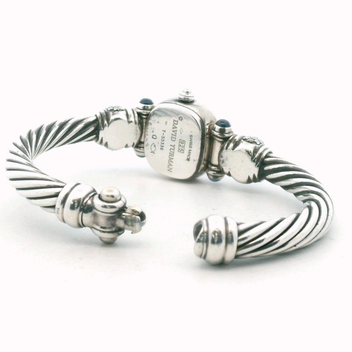 David Yurman Sterling Silver Diamond Sapphire MOP Cable Watch