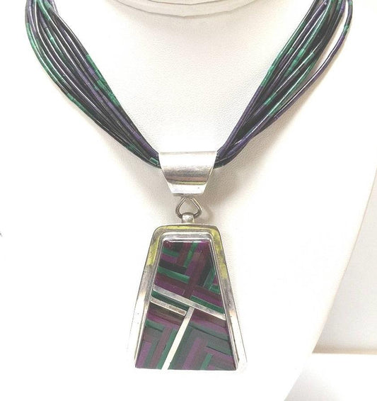 Nestoria Pat Coriz Sterling Native American Multi-Stone Necklace