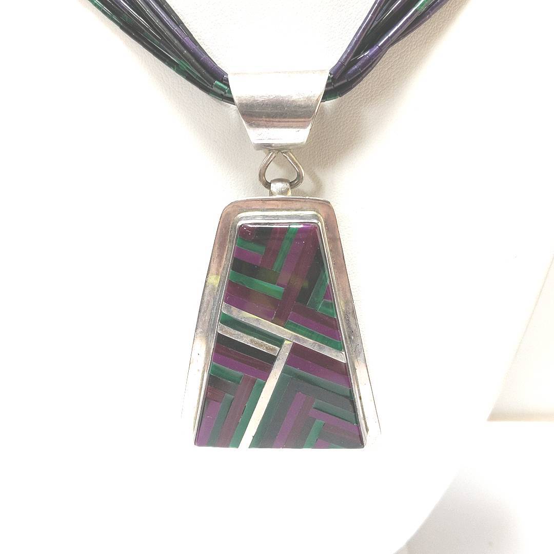 Nestoria Pat Coriz Sterling Native American Multi-Stone Necklace