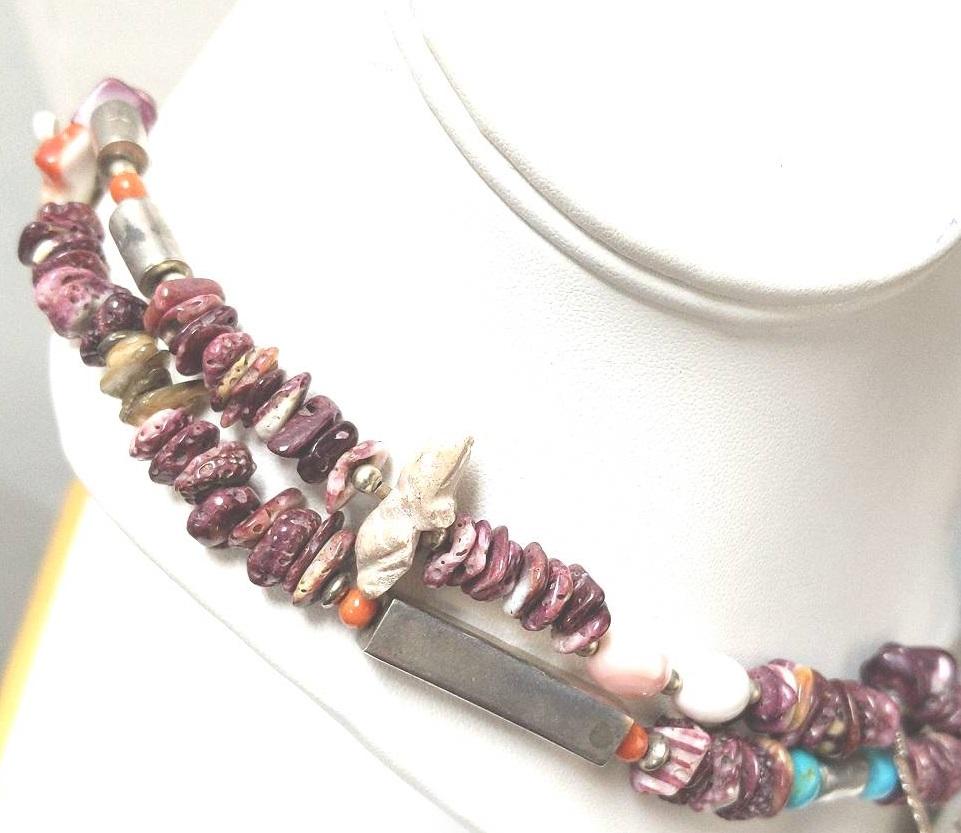 Native American Nestoria Pat Coriz Sterling Multi-Stone Necklace