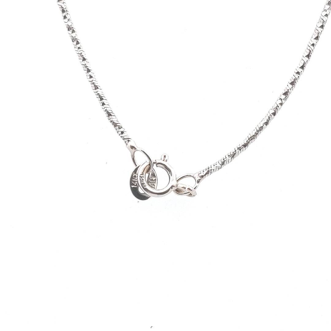 Estate $550 14K White Gold Black & White Diamond Cat Necklace
