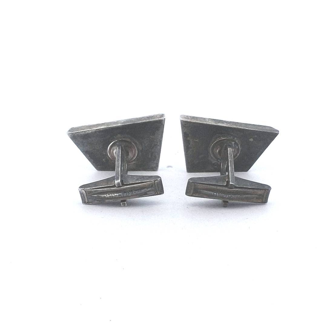Designer $300 Sterling Silver Turquoise Henry Steig Modernist Cufflinks