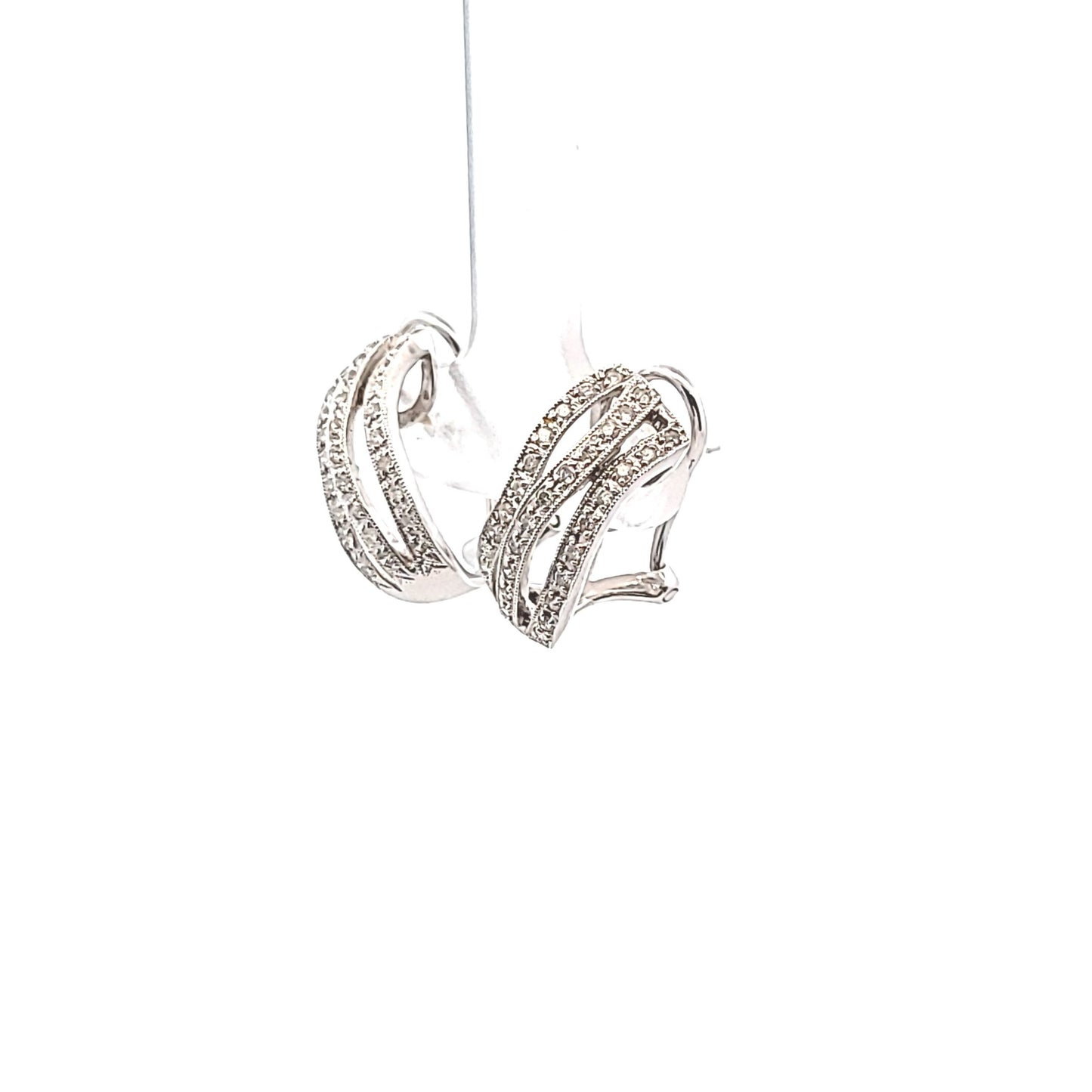 14K White Gold Natural Diamond Omega Back Earrings