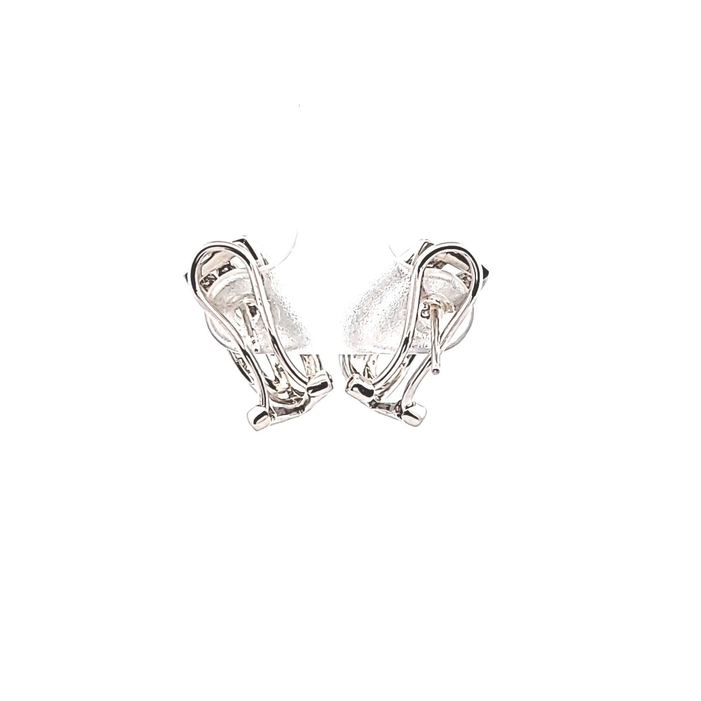 14K White Gold Natural Diamond Omega Back Earrings
