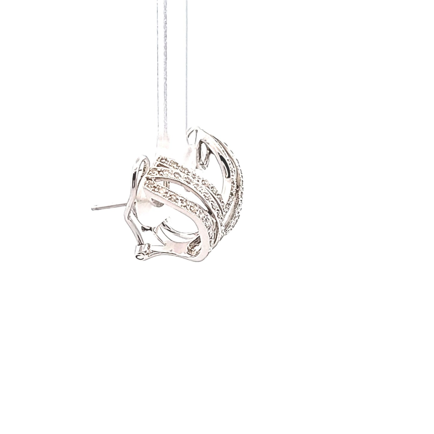 14K White Gold Natural Diamond Omega Back Earrings