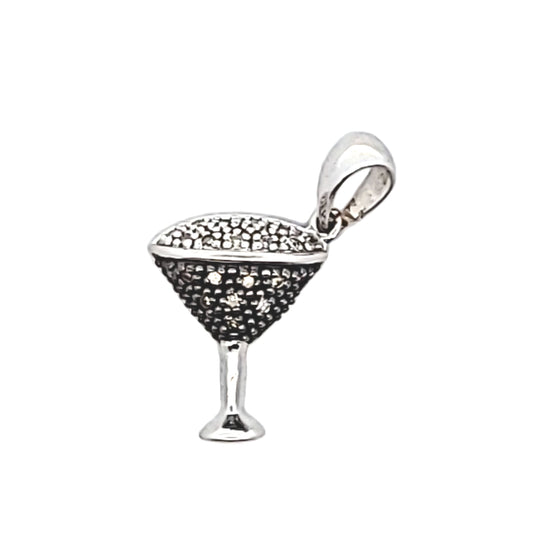 14K White Gold White & Cognac Diamond Martini Pendant