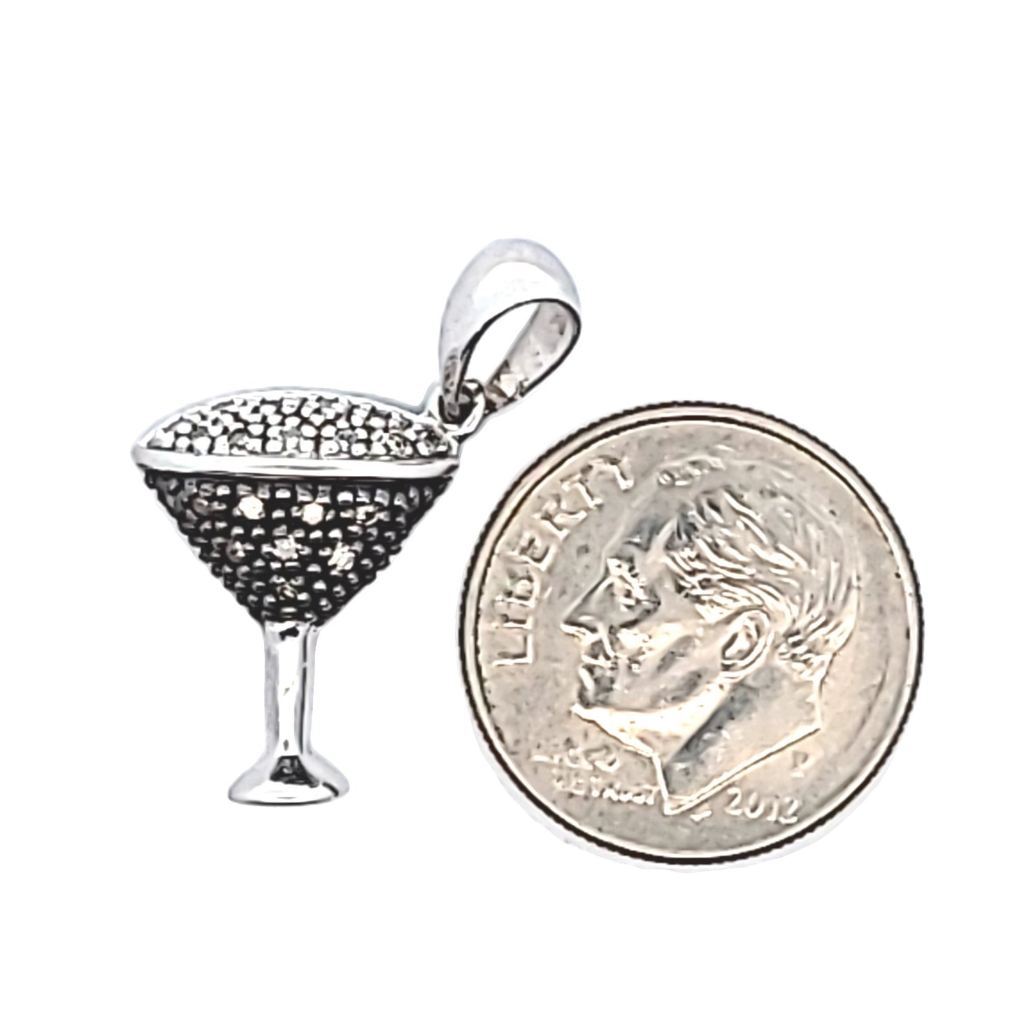 14K White Gold White & Cognac Diamond Martini Pendant