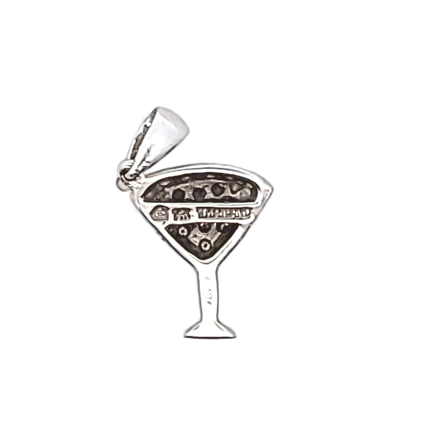 14K White Gold White & Cognac Diamond Martini Pendant