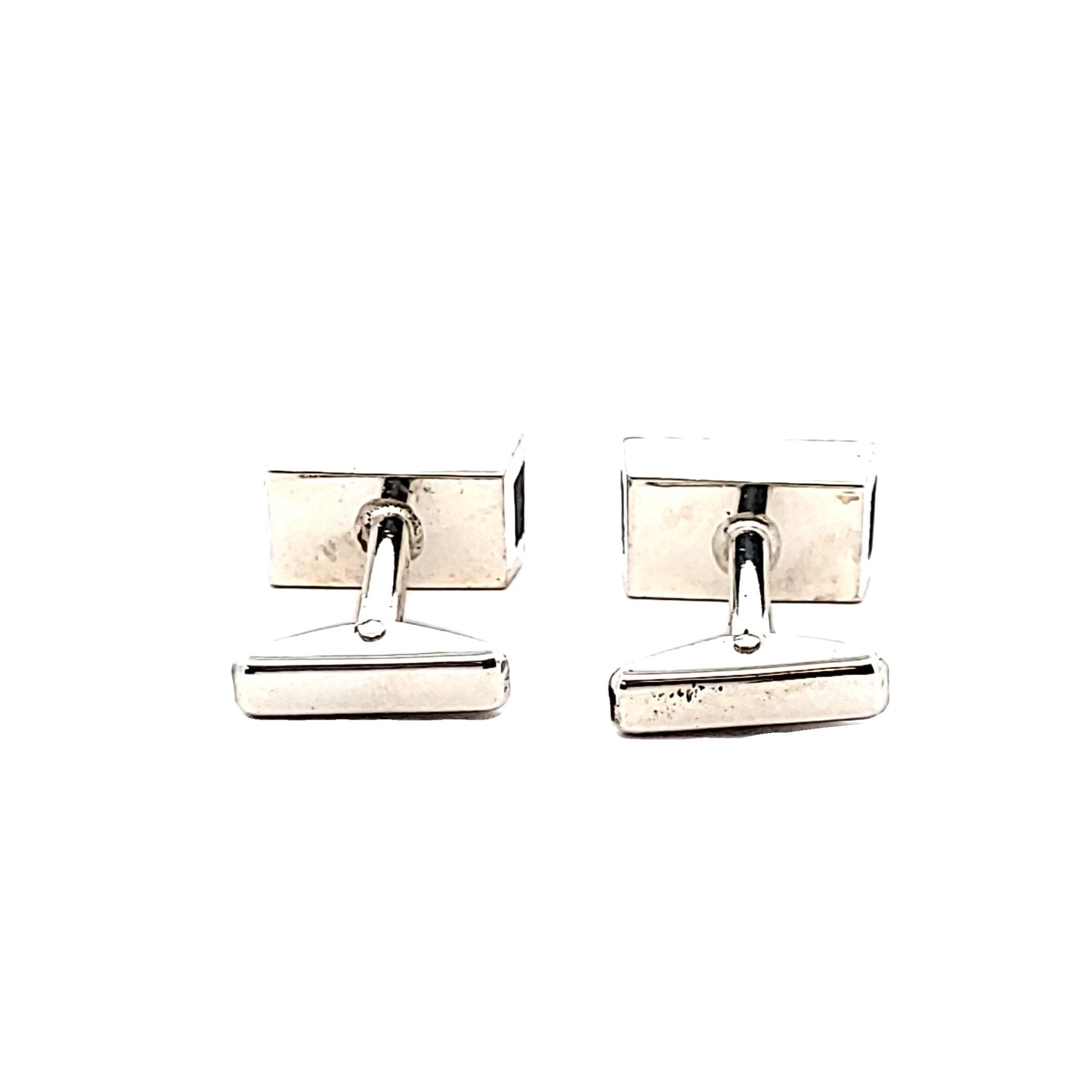 Allan Alder Sterling Silver Ebony Wood Mid-Century Modernist Cufflinks