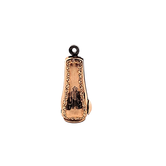 10K Yellow Gold & Steel Monogramed Cigar Cutter Watch Fob