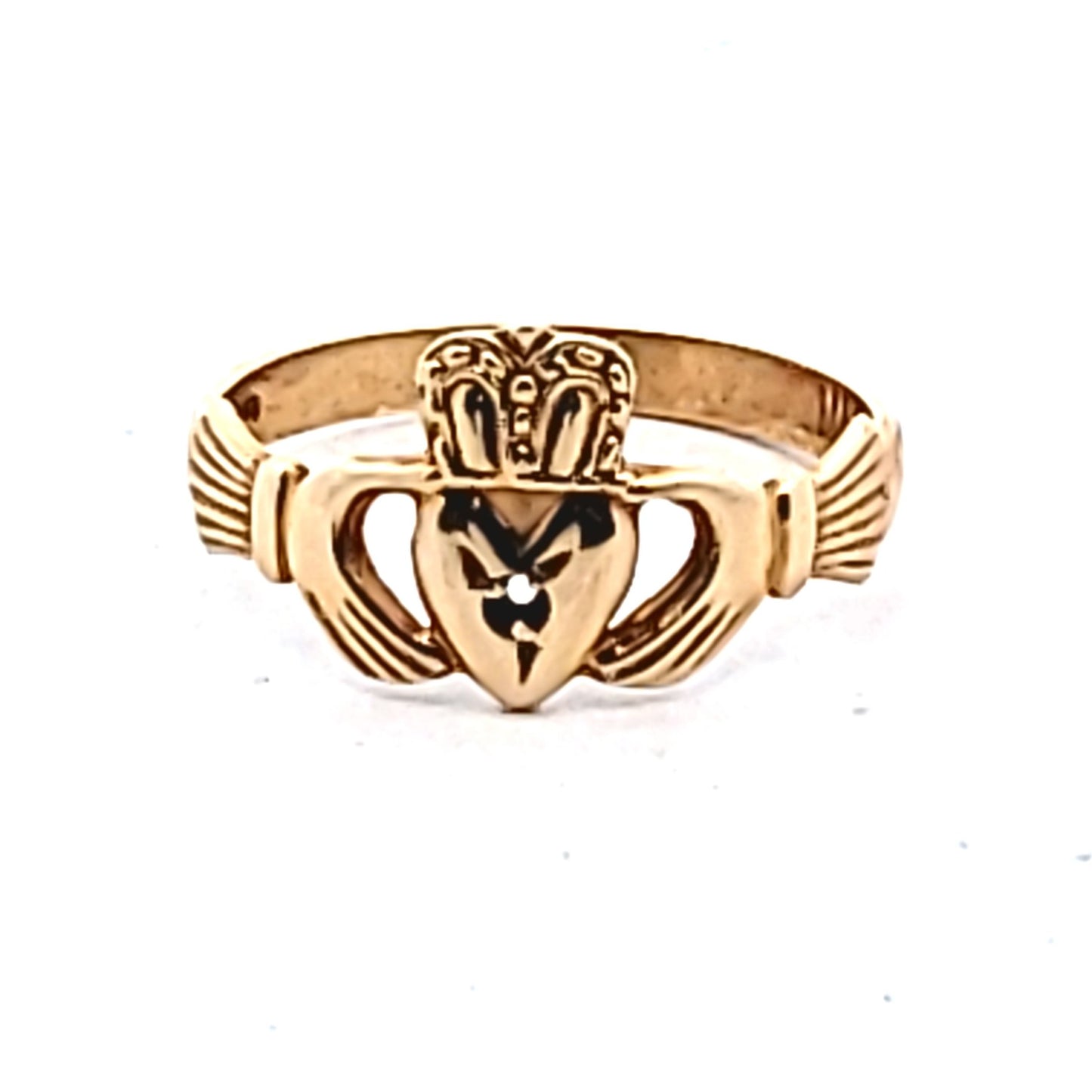 Vintage 9K Yellow Gold Irish Claddagh Love Loyalty Friendship Ring