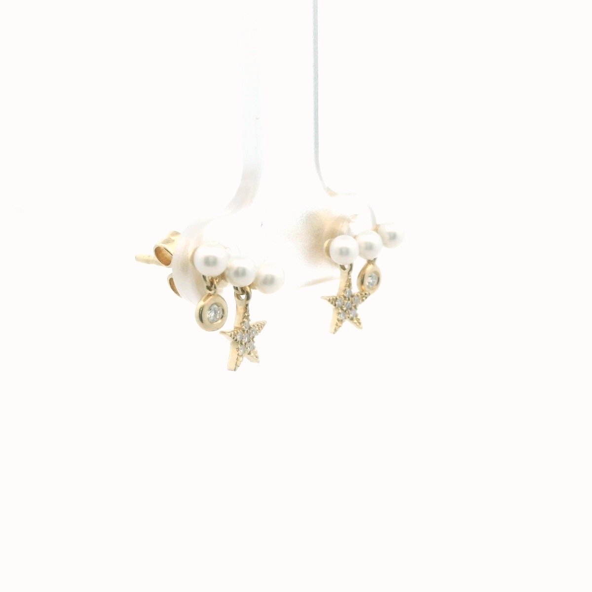 Kury Collection 14K Yellow Gold Diamond Star Pearl Earrings
