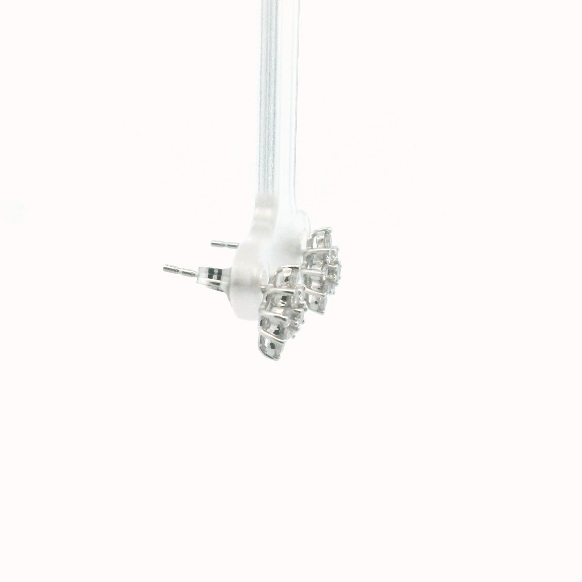 14K White Gold Diamond Cluster Earrings