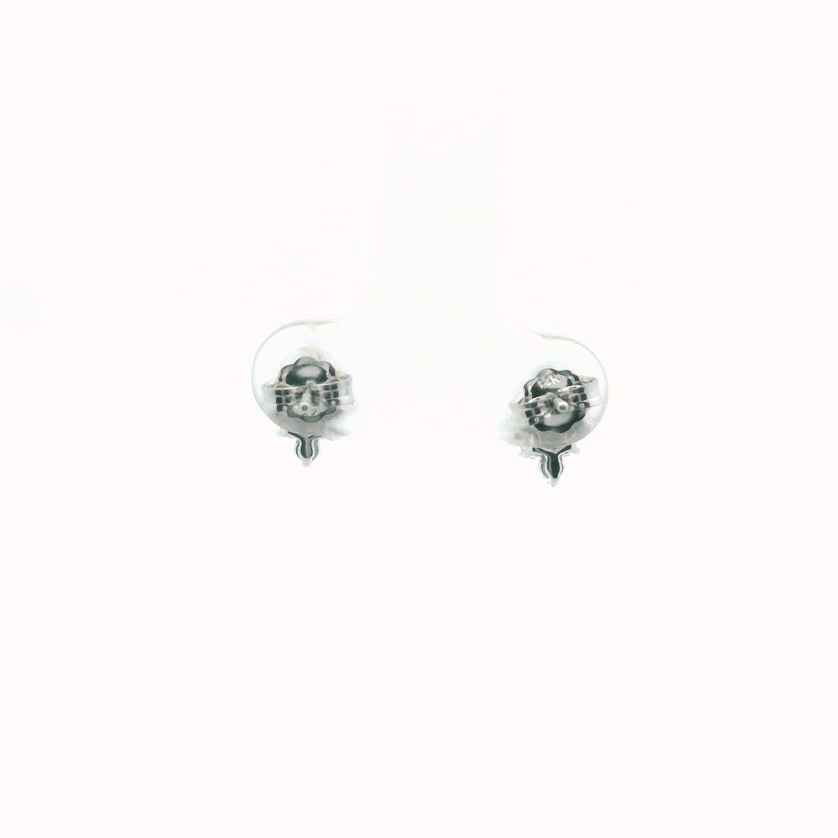 14K White Gold Diamond Cluster Earrings