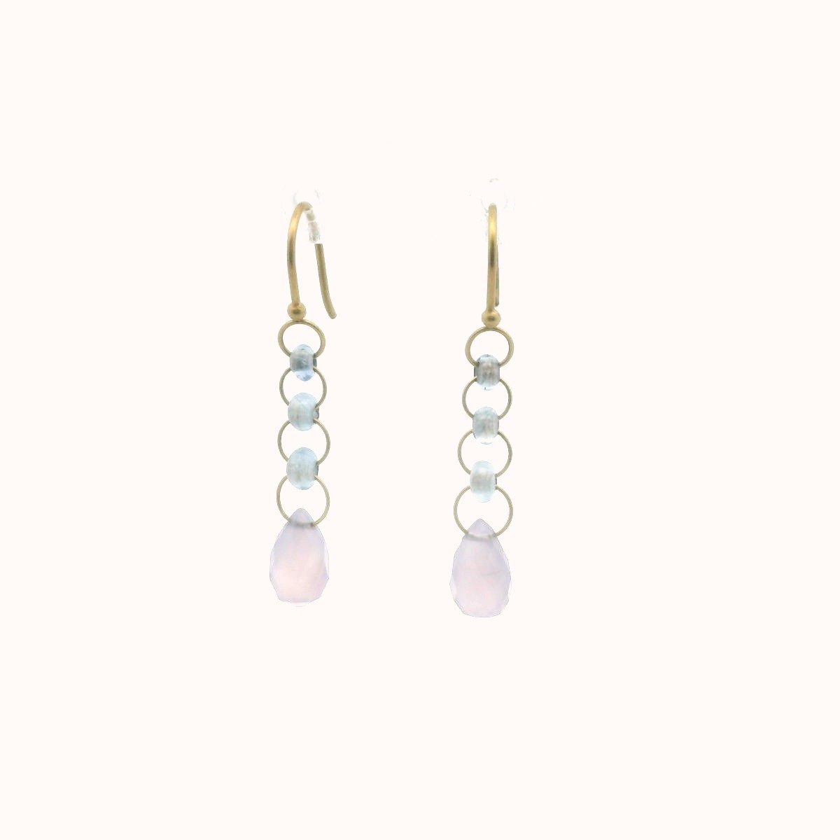 18K Yellow Gold Briolette Cut Chalcedony Drop Earrings