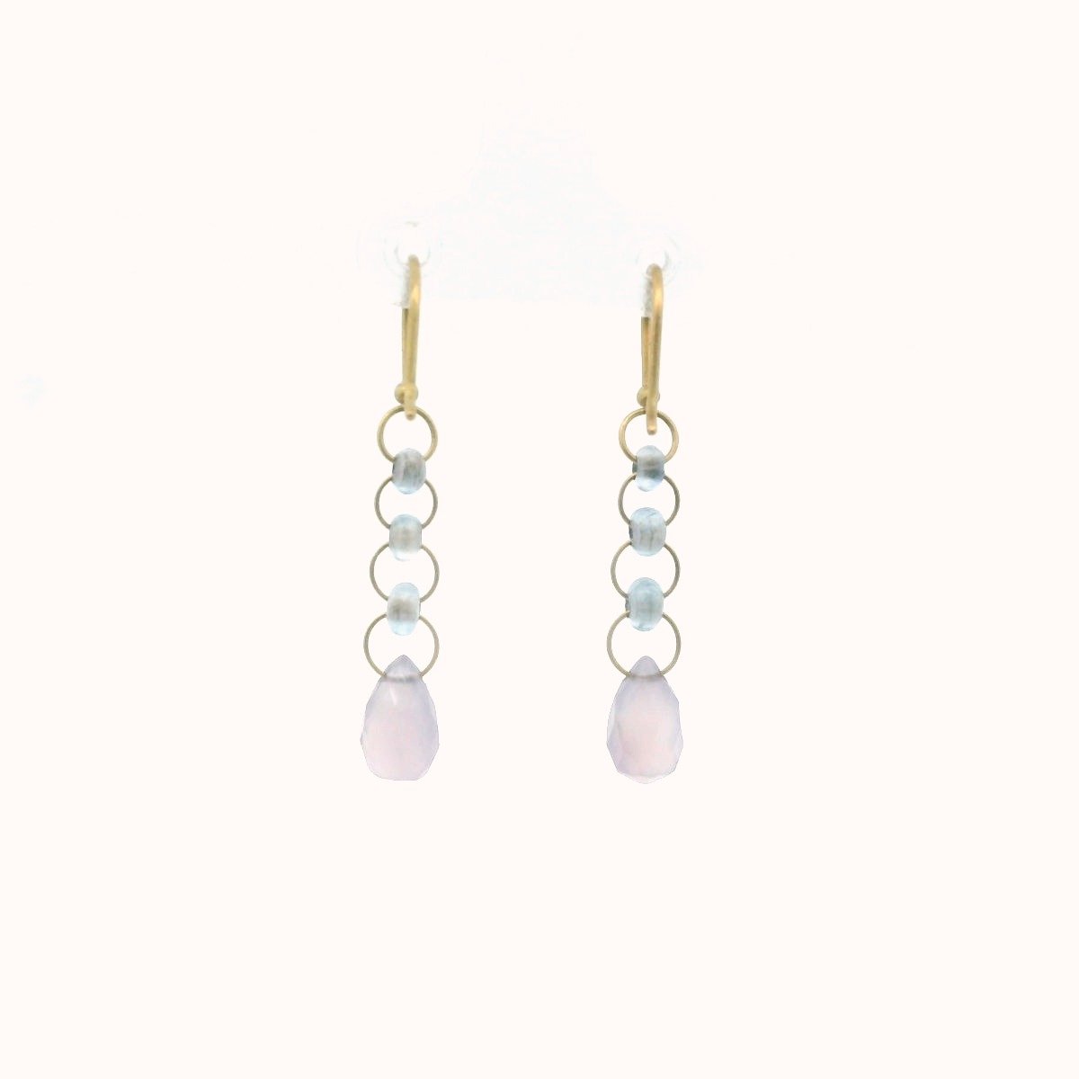 18K Yellow Gold Briolette Cut Chalcedony Drop Earrings