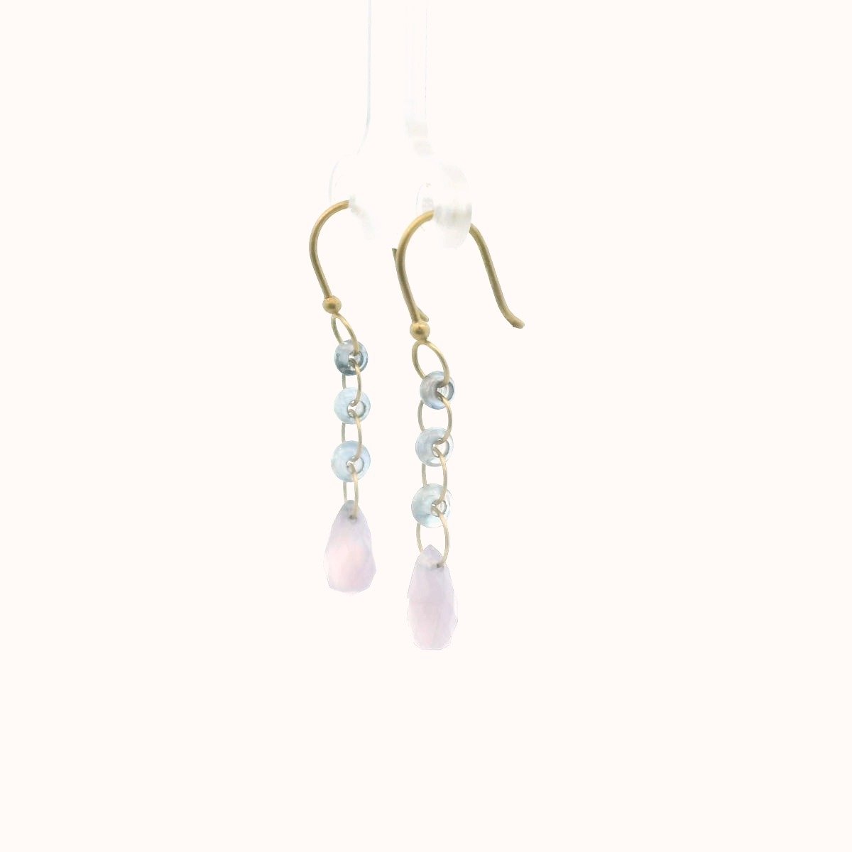 18K Yellow Gold Briolette Cut Chalcedony Drop Earrings