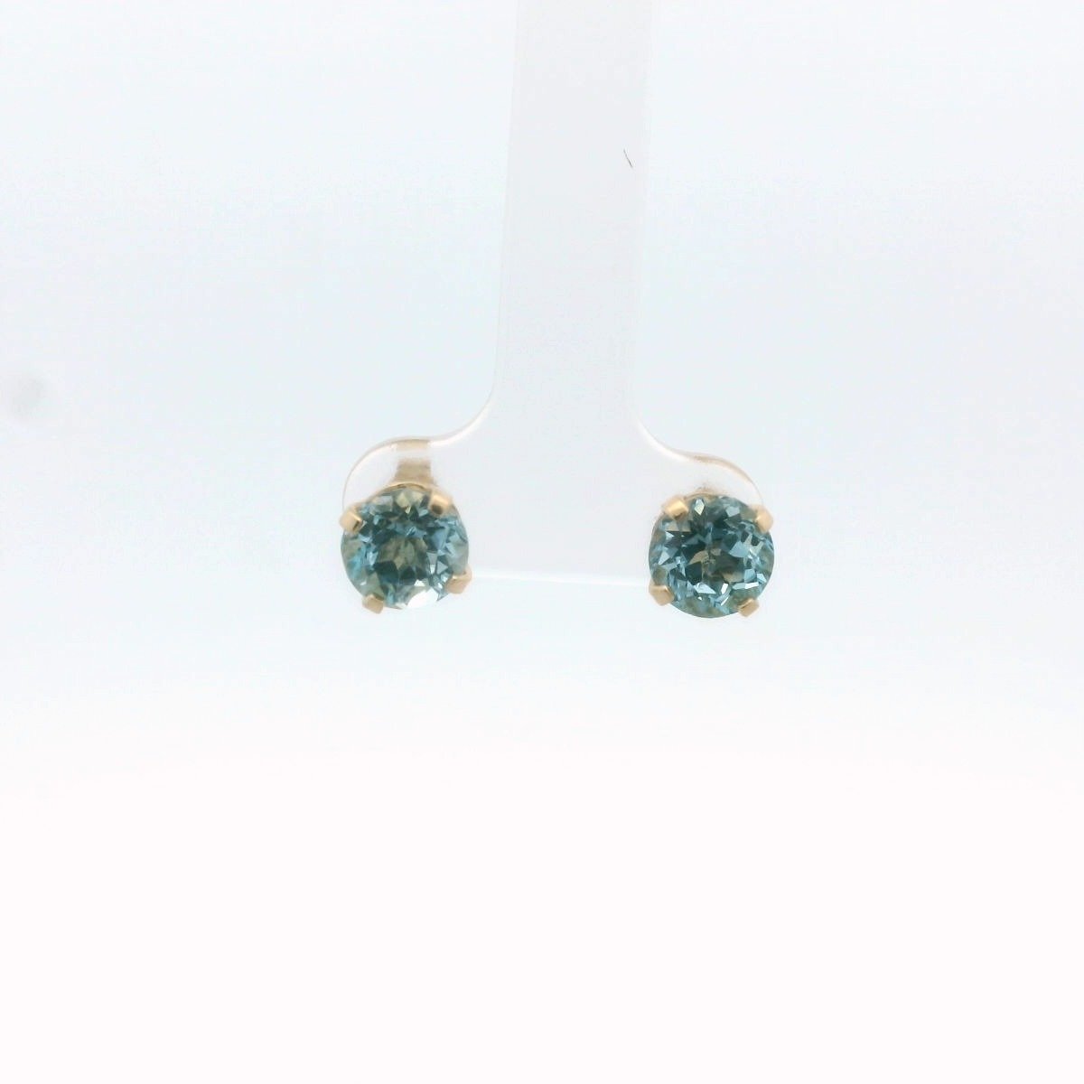 14K Yellow Gold Blue Topaz Stud Earrings