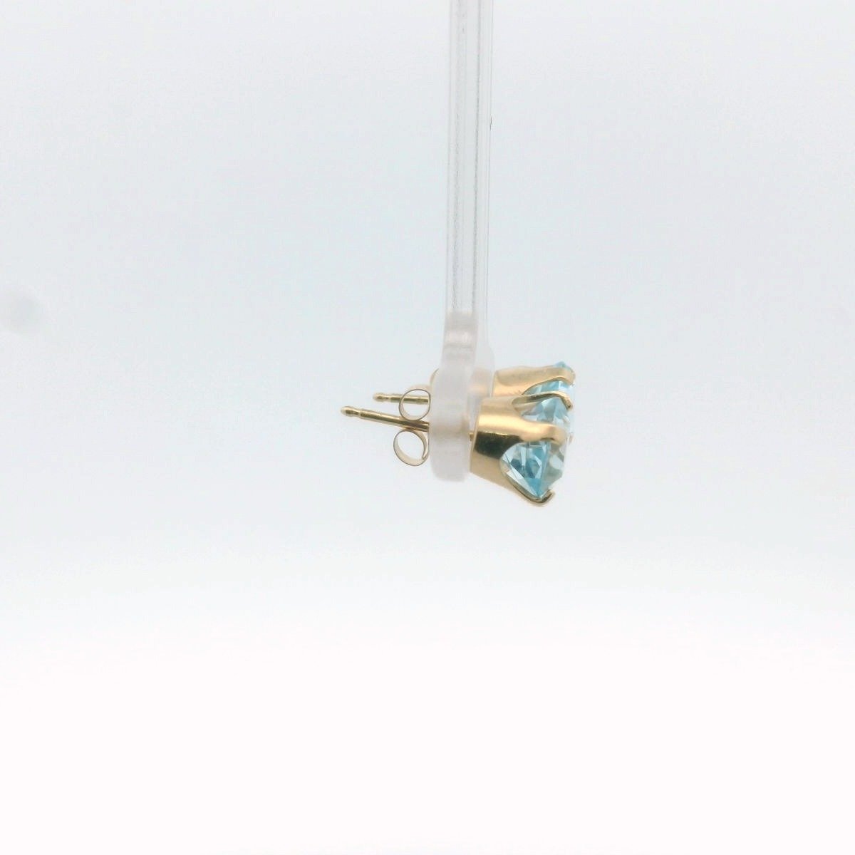 14K Yellow Gold Blue Topaz Stud Earrings