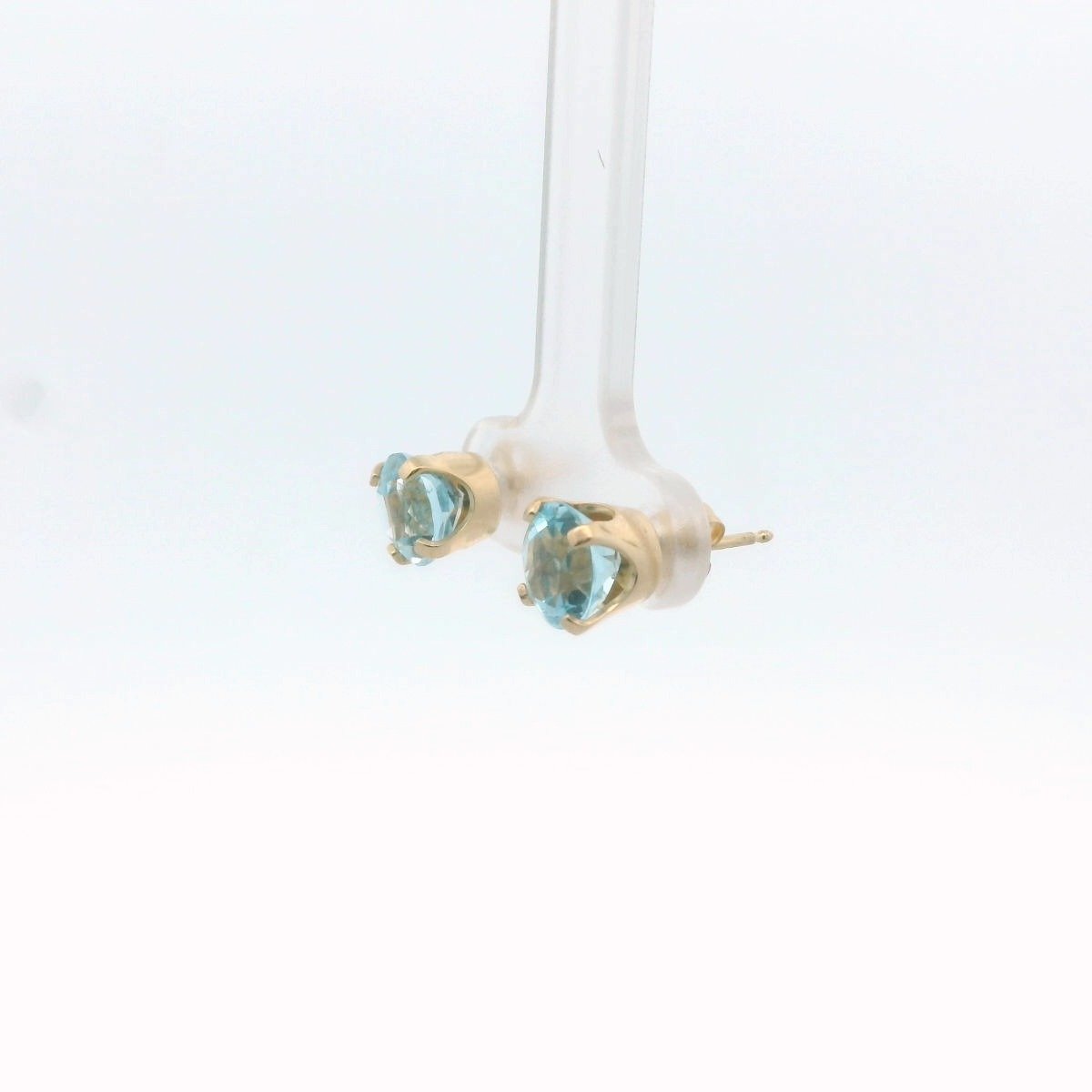 14K Yellow Gold Blue Topaz Stud Earrings