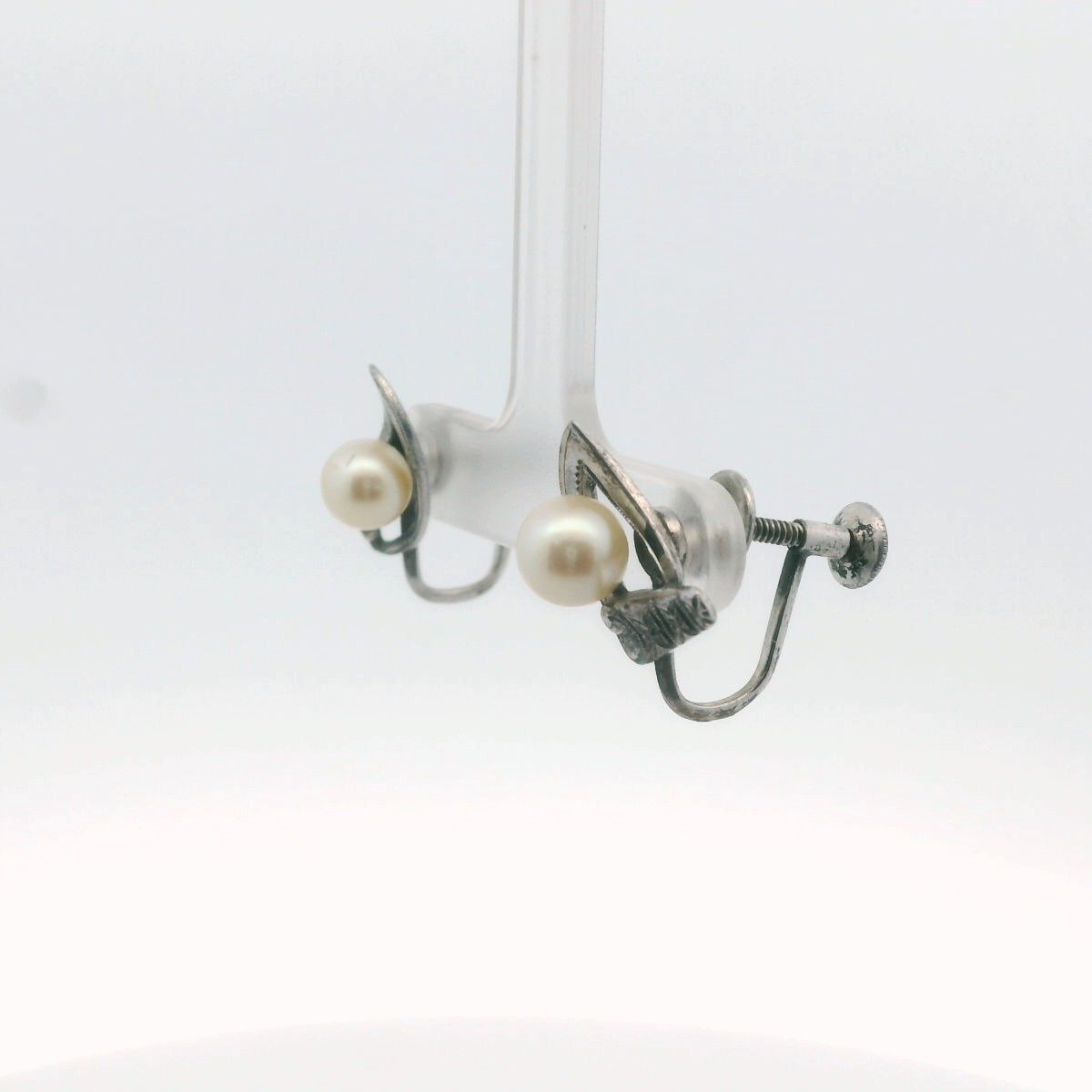 Vintage Mikimoto Sterling Silver Cultured Pearl Non-Pierced Earrings