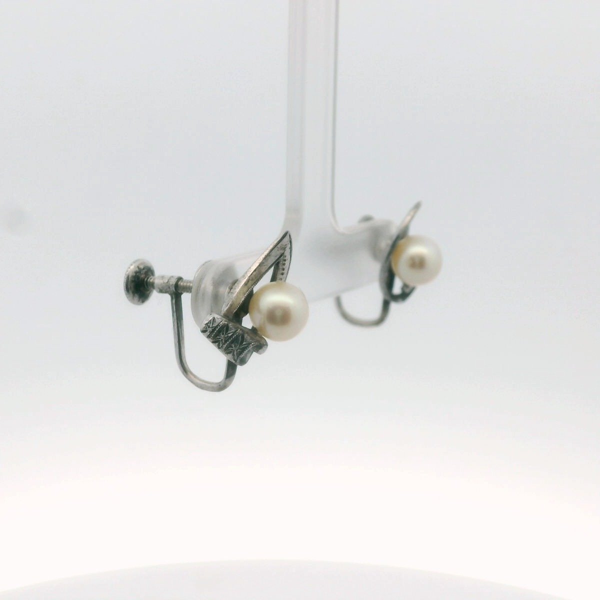 Vintage Mikimoto Sterling Silver Cultured Pearl Non-Pierced Earrings