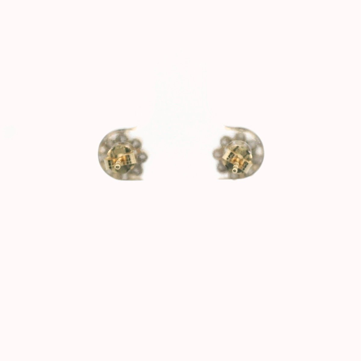 14k Yellow Gold Diamond & Sapphire Flower Cluster Earrings