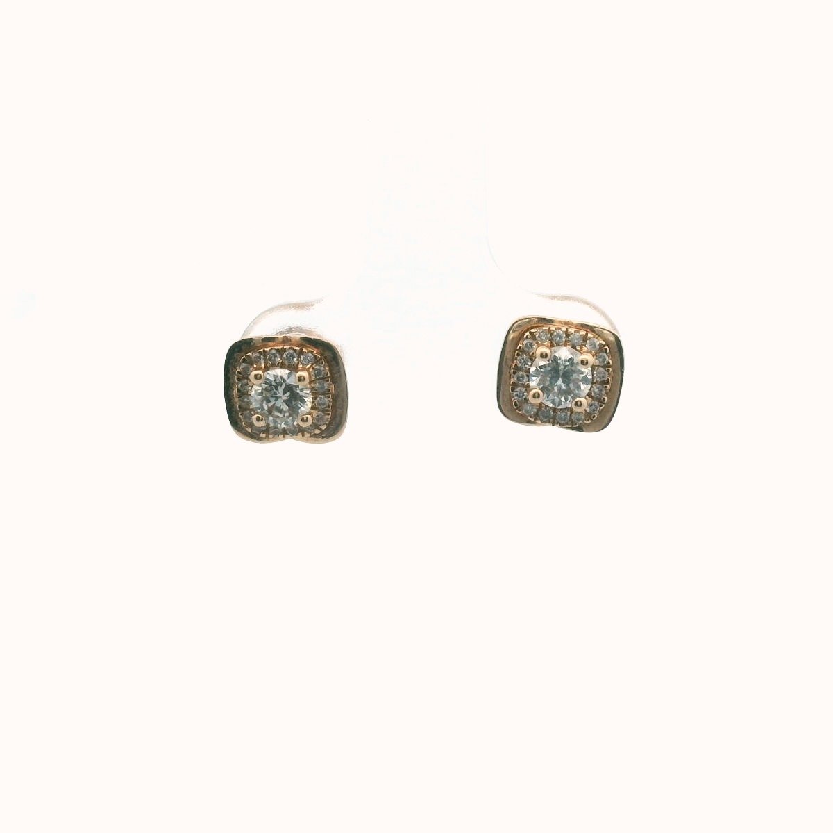14K Rose Gold Diamond Halo Screwback Earrings