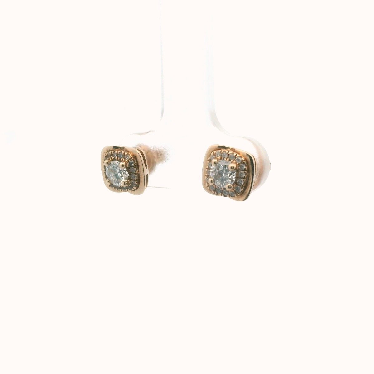 14K Rose Gold Diamond Halo Screwback Earrings