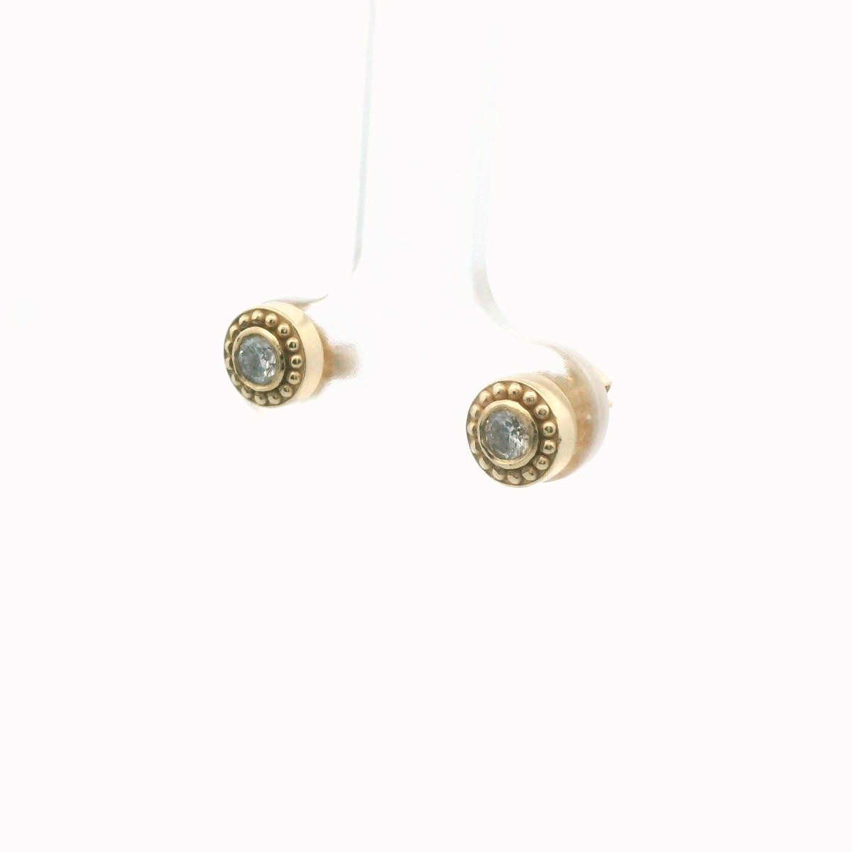 14K Yellow Gold Bezel Set Diamond Stud Earrings