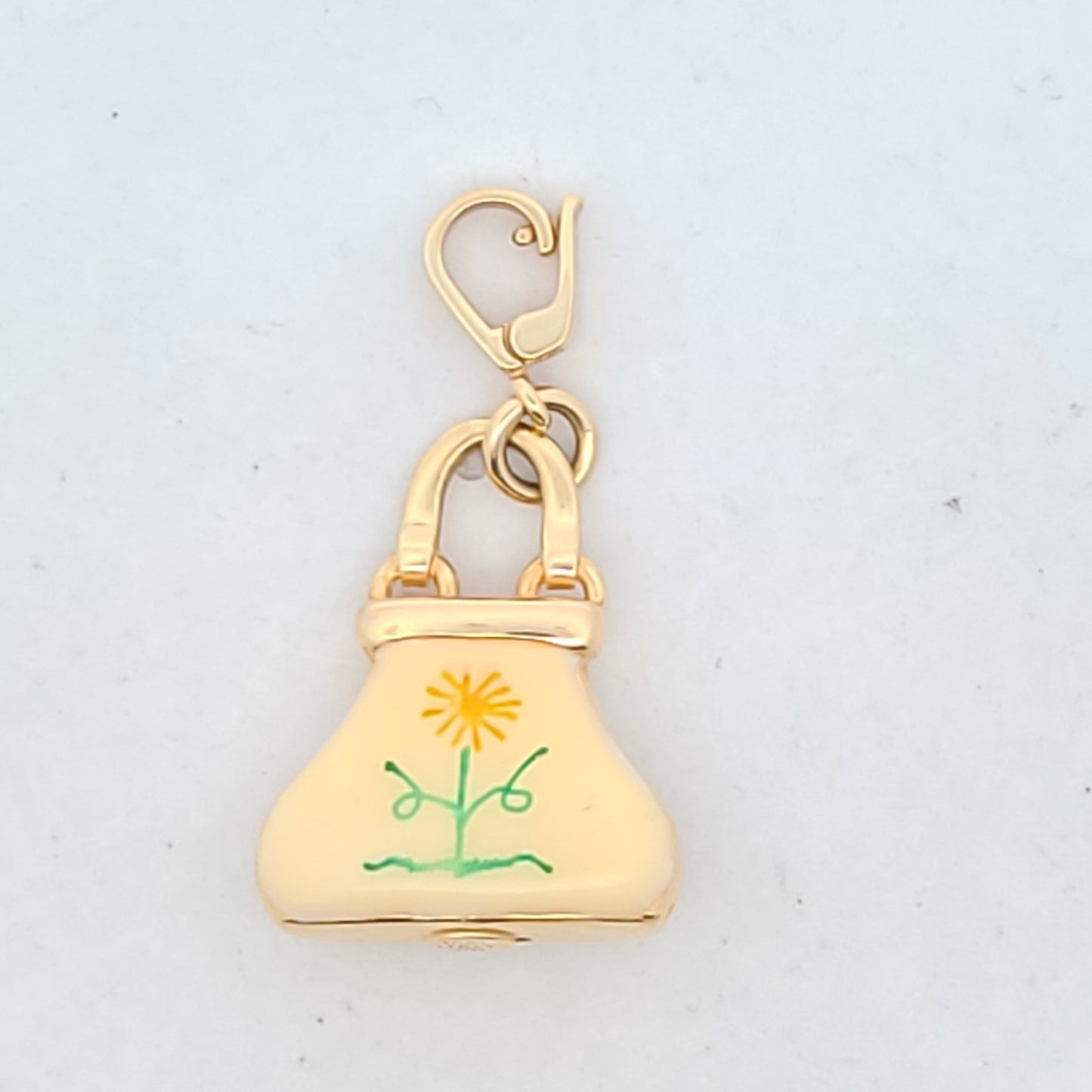 Rosato 14K Yellow Gold Enamel Flower Handbag Charm Pendant
