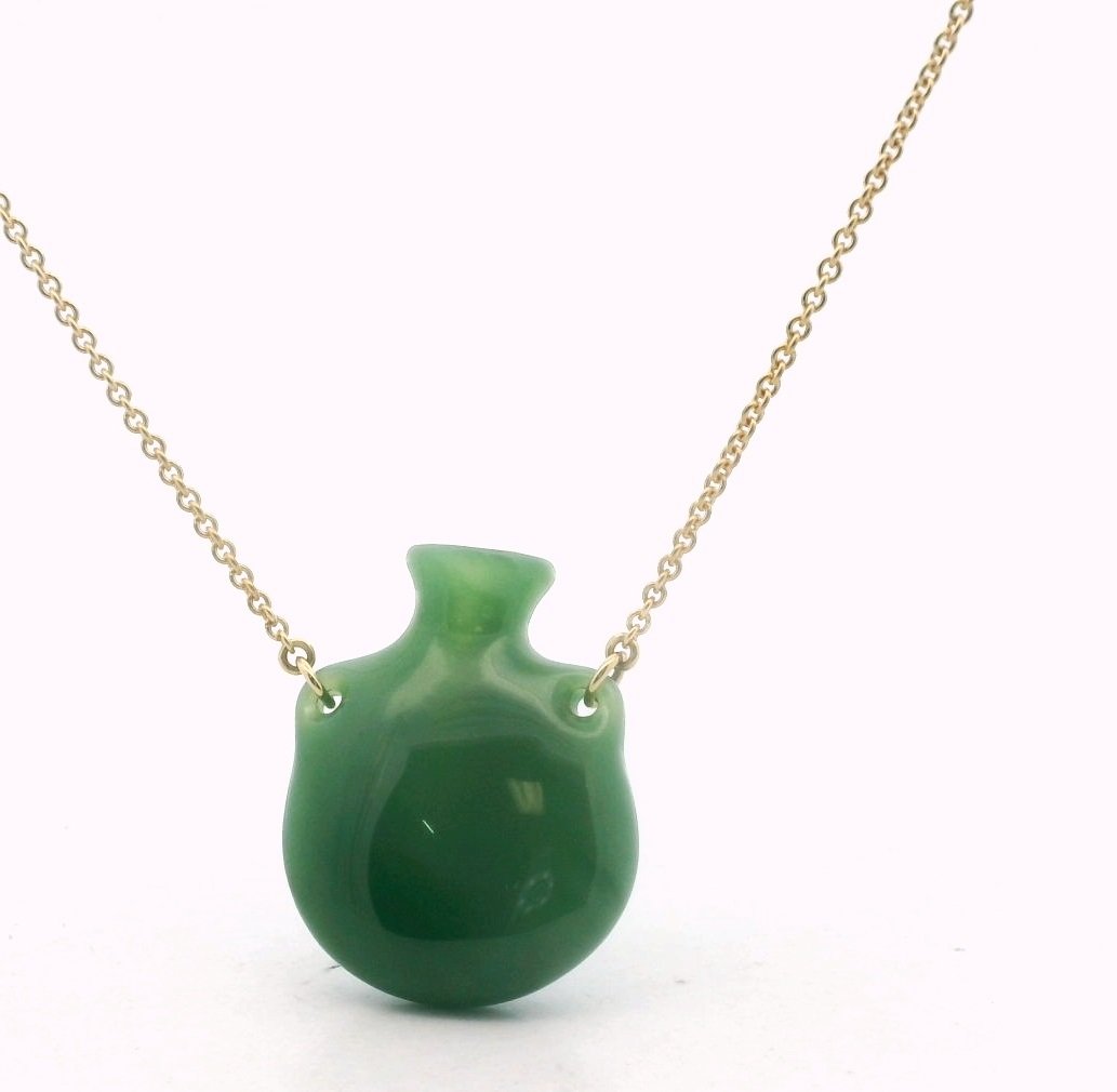Tiffany & Co. Elsa Peretti 18K Yellow Gold Nephrite Jade Jug Necklace