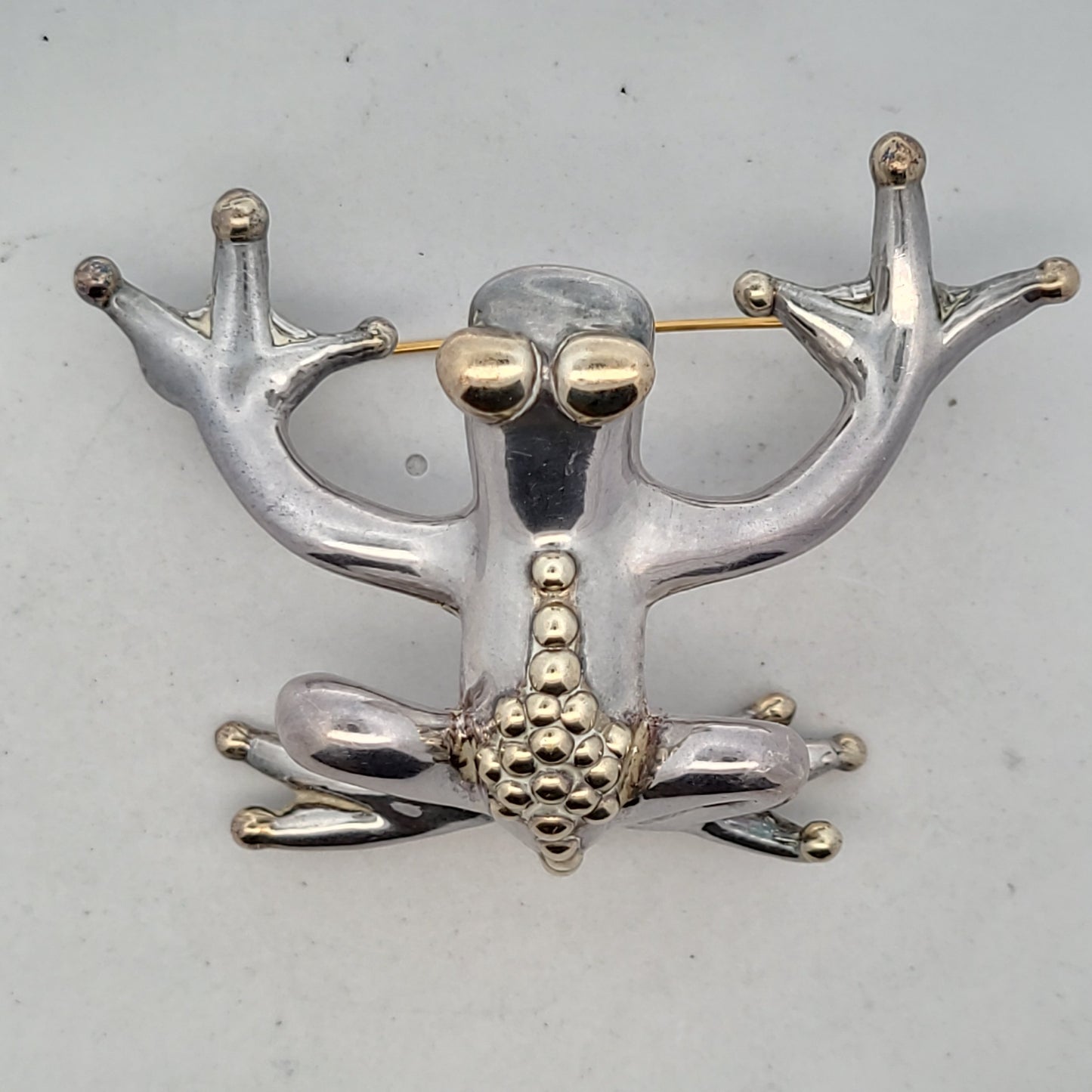 Electro Formed Sterling Silver & Gold Plated Frog Brooch