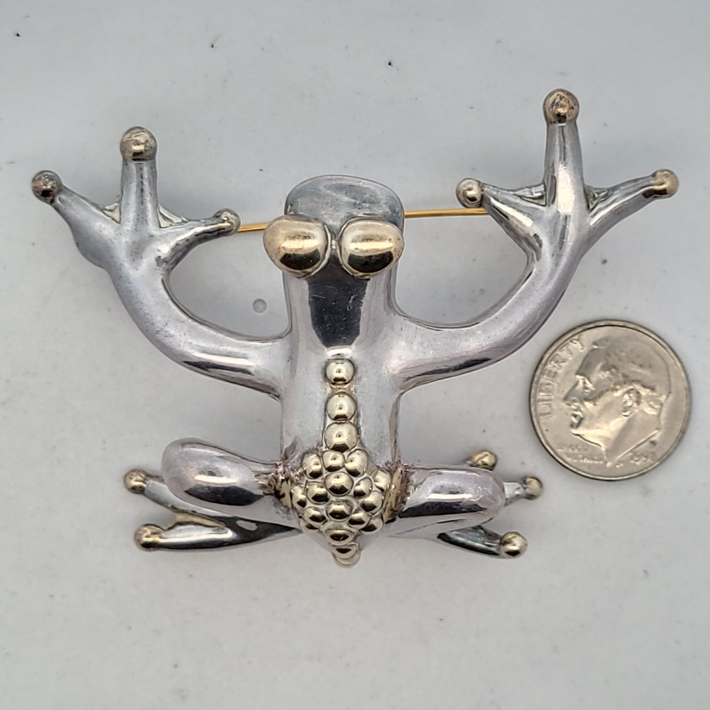 Electro Formed Sterling Silver & Gold Plated Frog Brooch