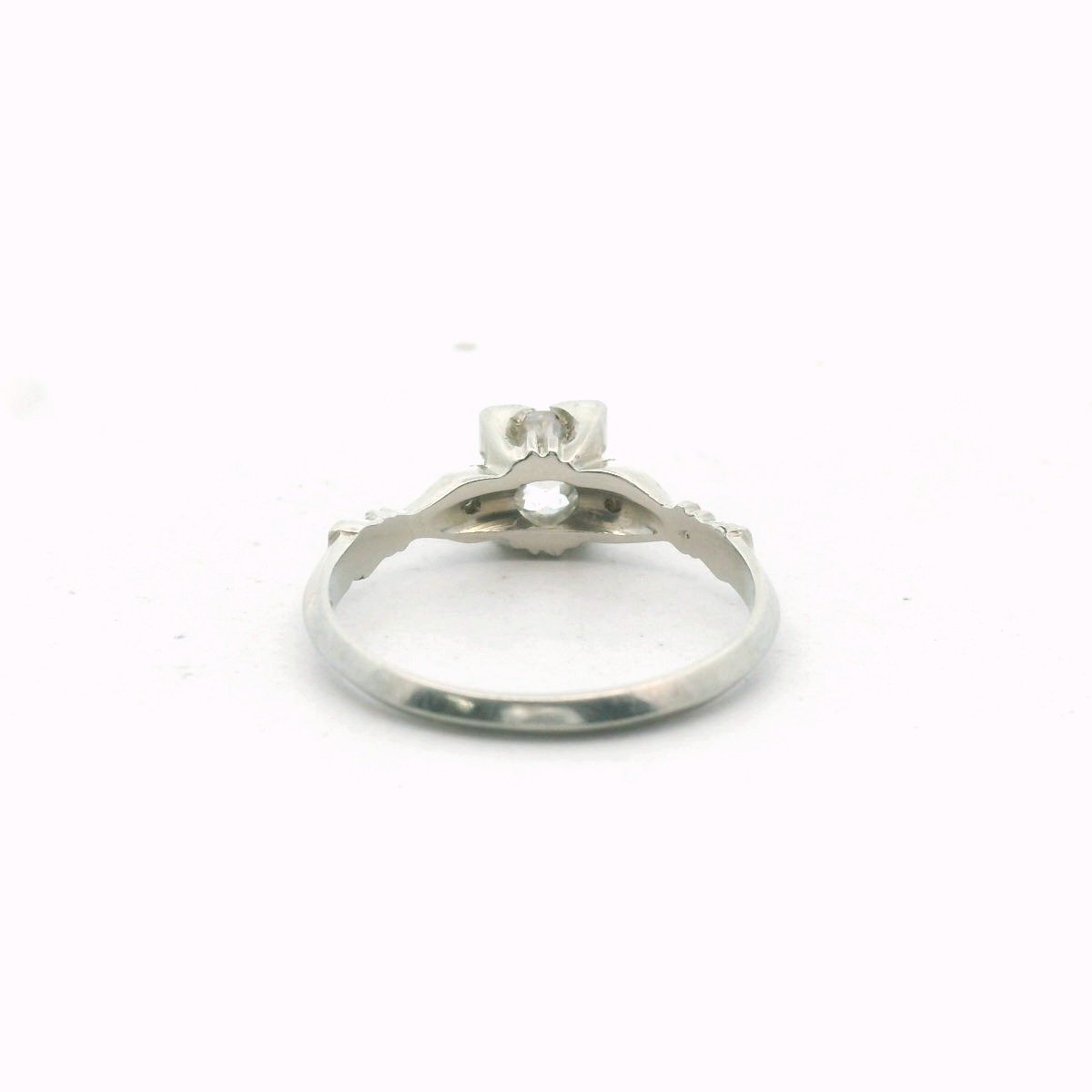 14K White Gold Old European Cut Diamond Engagement Ring