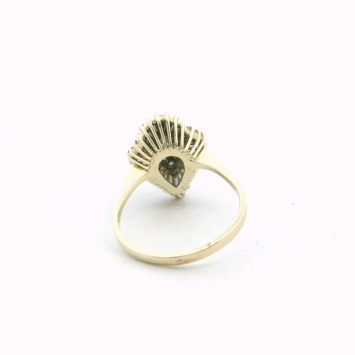 Vintage 14K Yellow Gikd Diamond Cocktail Ballerina Ring
