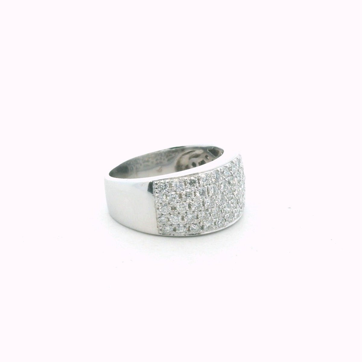 18K White Gold Tapered Pave Set Diamond Band