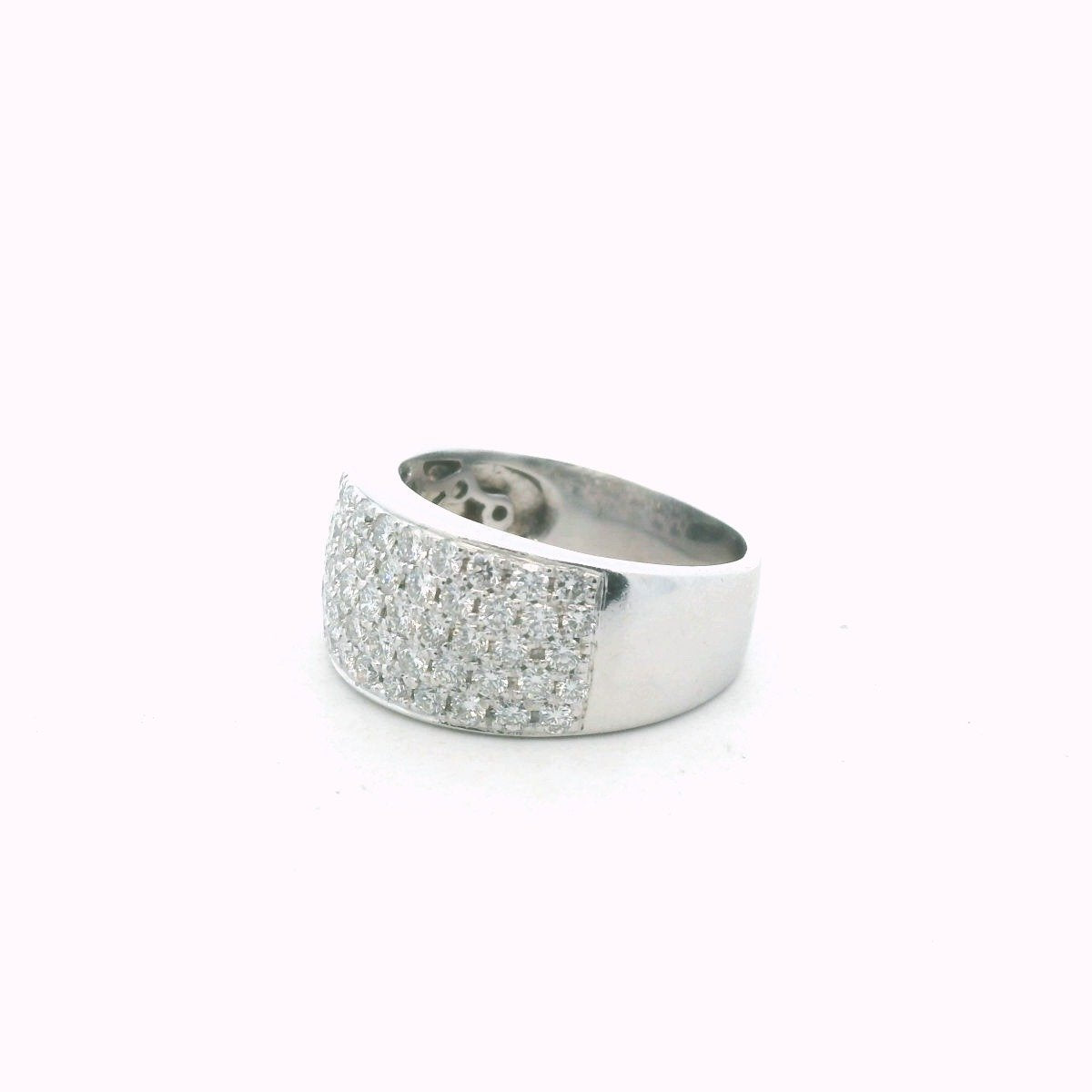 18K White Gold Tapered Pave Set Diamond Band