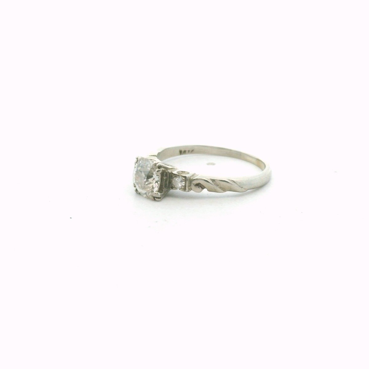Vintage 14K White Gold Diamond Engagement Ring