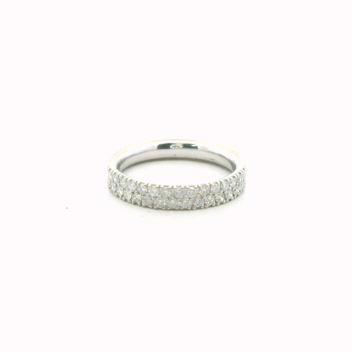 14K White Gold Double Row Diamond Band