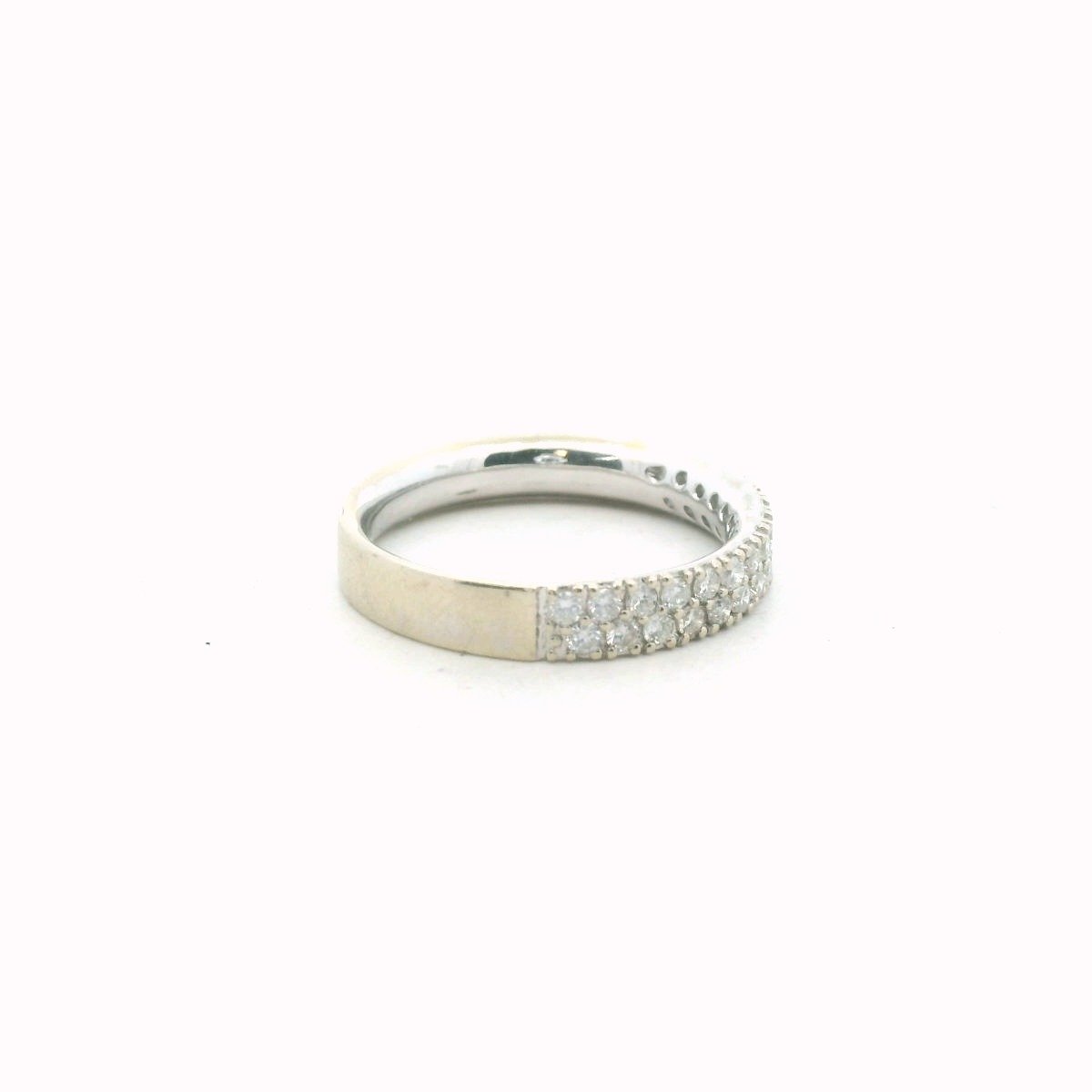 14K White Gold Double Row Diamond Band