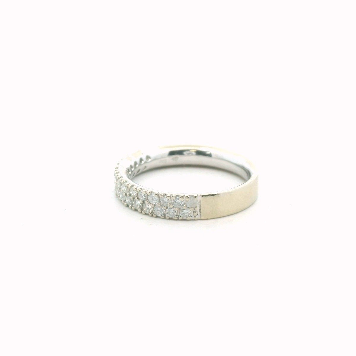 14K White Gold Double Row Diamond Band