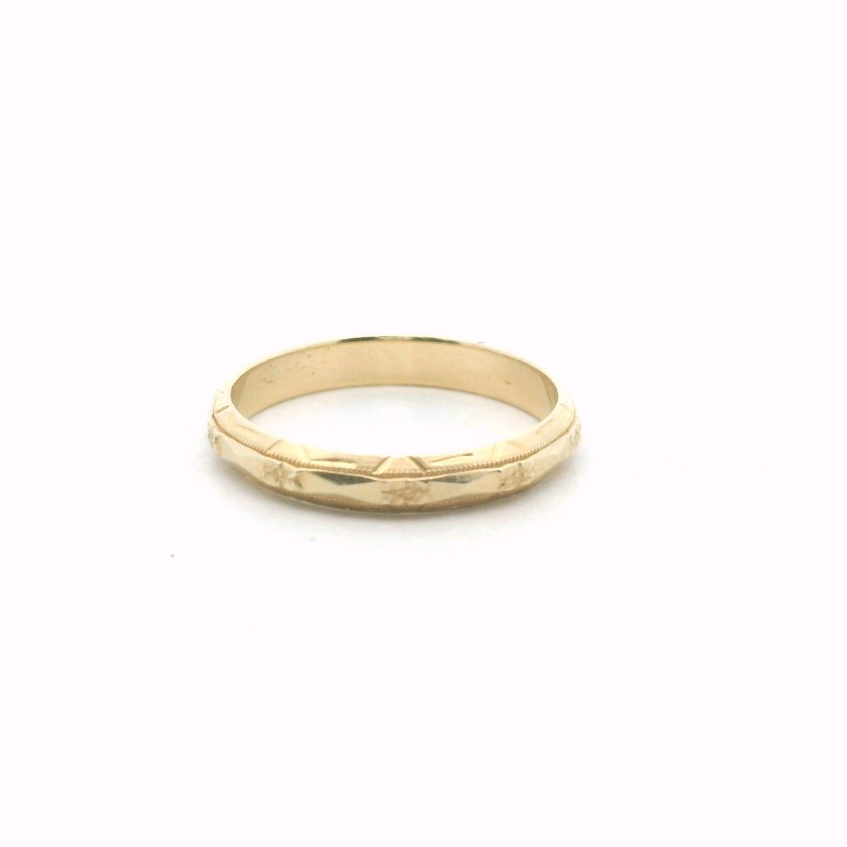 Vintage 14K Yellow Gold Orange Blossom Milgrain Design Band