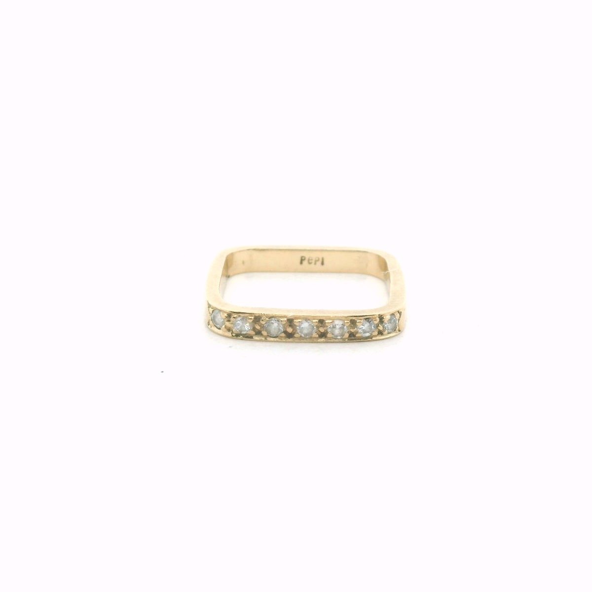 Vintage Pepi 14K Yellow Gold Diamond Stackable Square Band