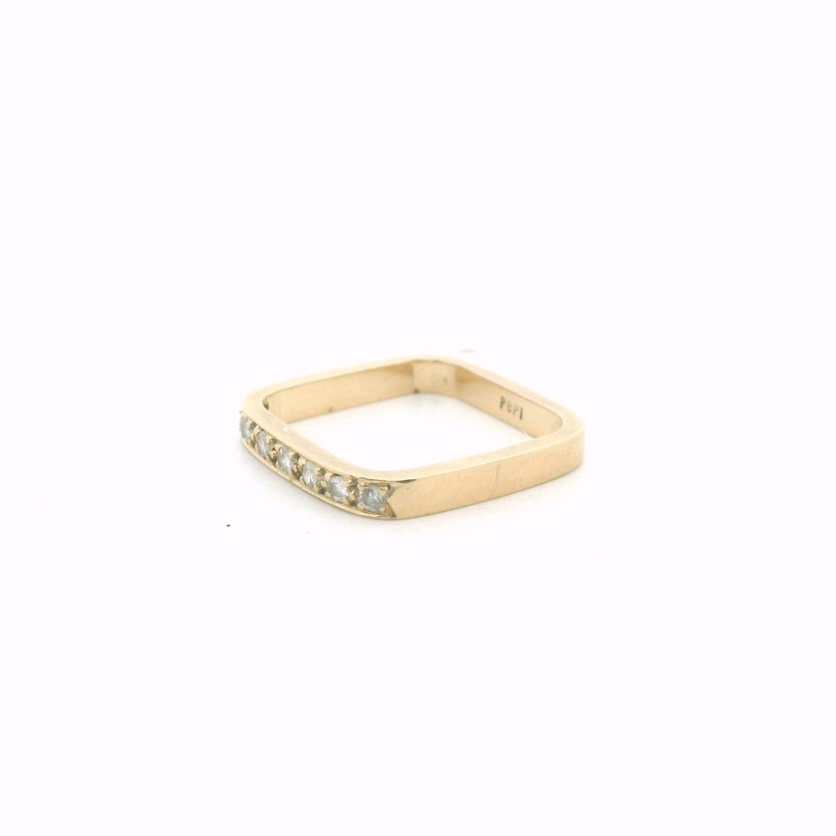 Vintage Pepi 14K Yellow Gold Diamond Stackable Square Band