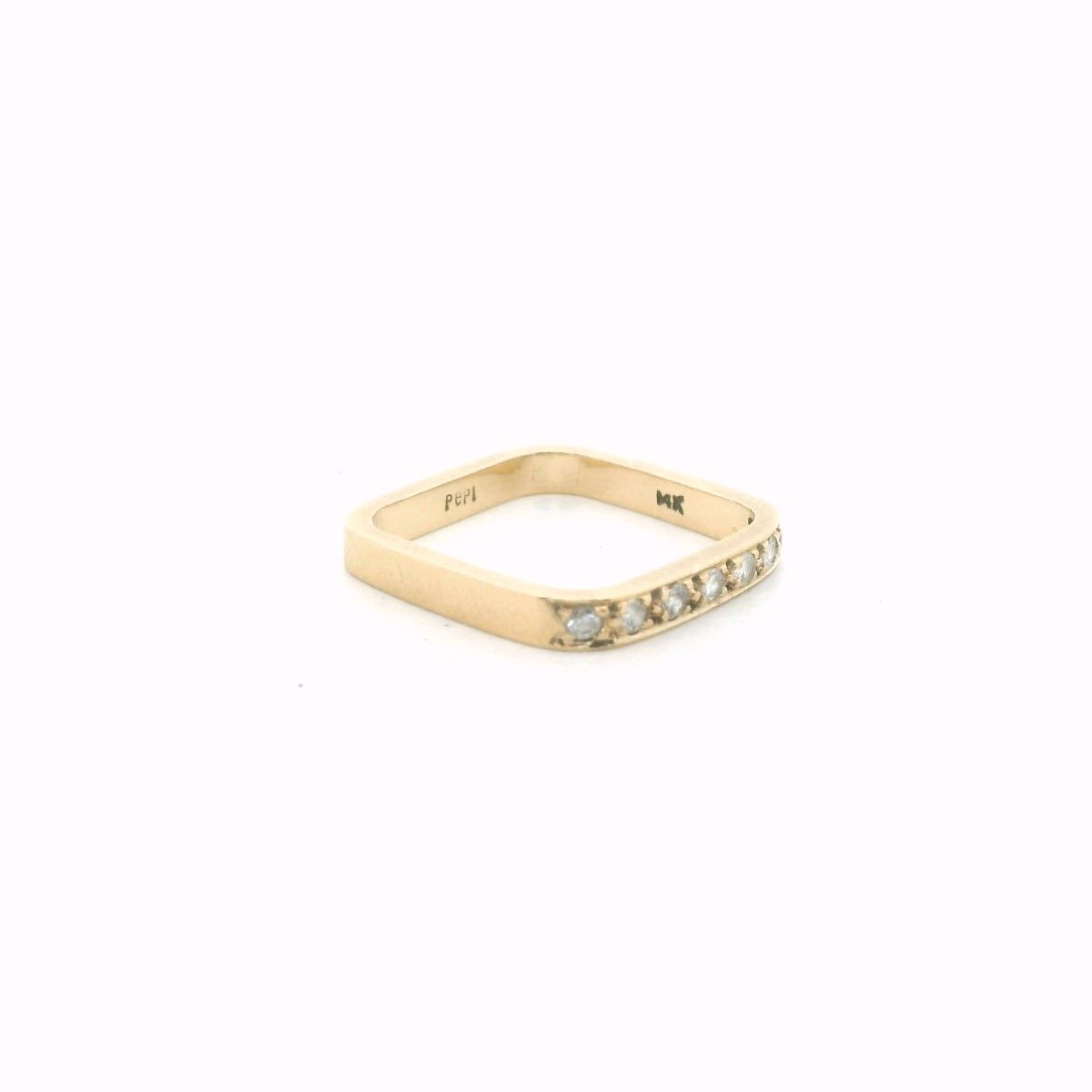 Vintage Pepi 14K Yellow Gold Diamond Stackable Square Band